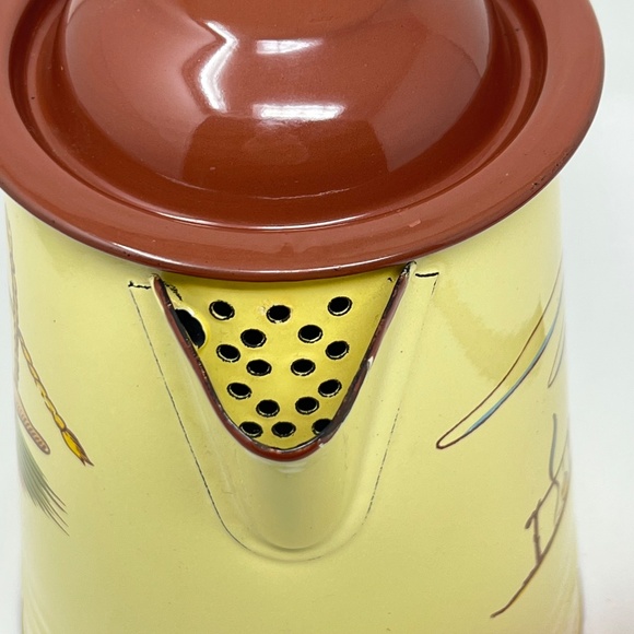 Monterrey Western Ware Chuck Wagon Coffee Pot *RARE* 2 Cloud Vintage Enamelware